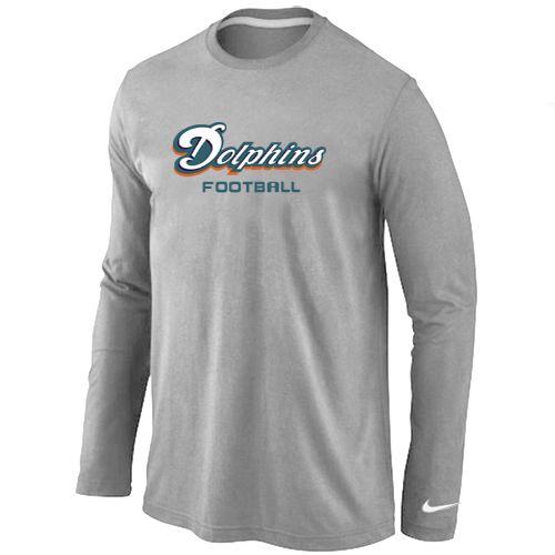 Nike Miami Dolphins Authentic Font Long Sleeve NFL T-Shirt - Grey